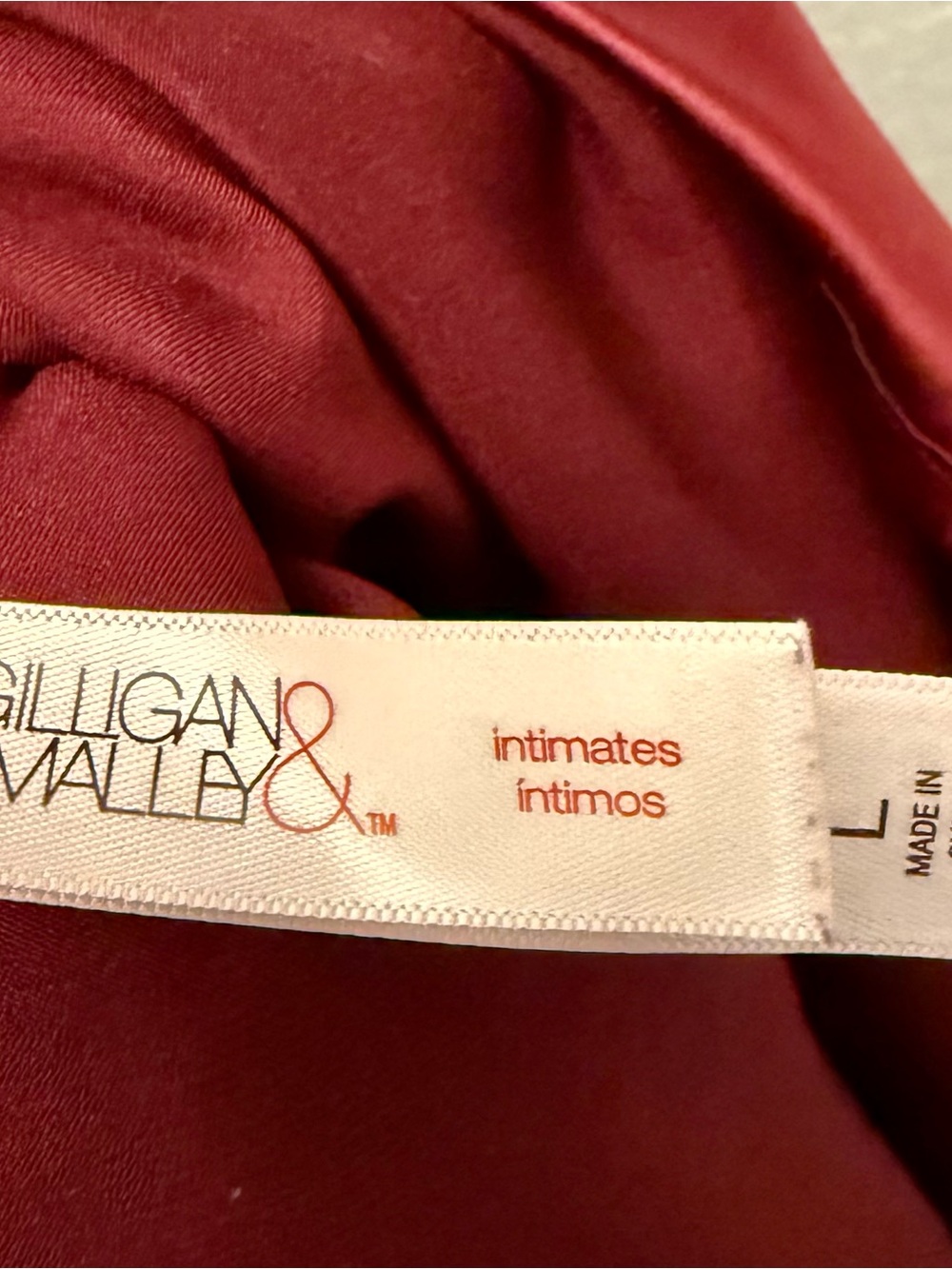 Gilligan & O'Malley Wine Satin Lace Chemise - Picture 5 of 6